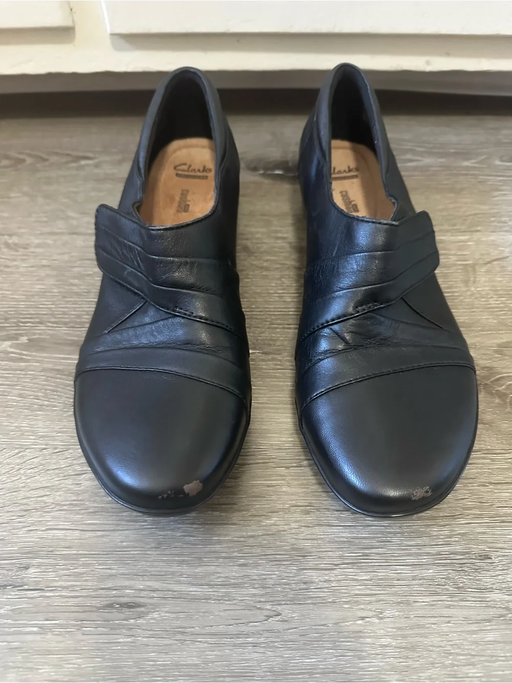 Clarks Black Slip-On Leather Loafers for Men